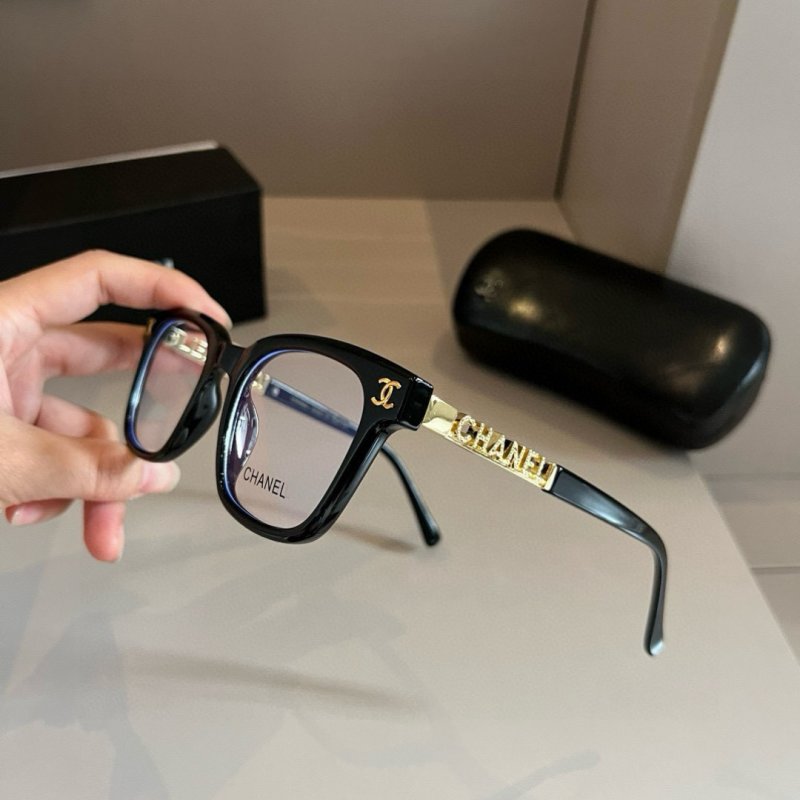 Chanel Black Oversized Frame Sunglasses with Gold Temple Detail view