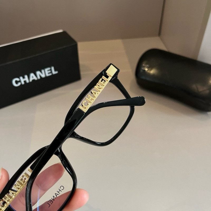 Chanel Black Oversized Frame Sunglasses with Gold Temple Detail view