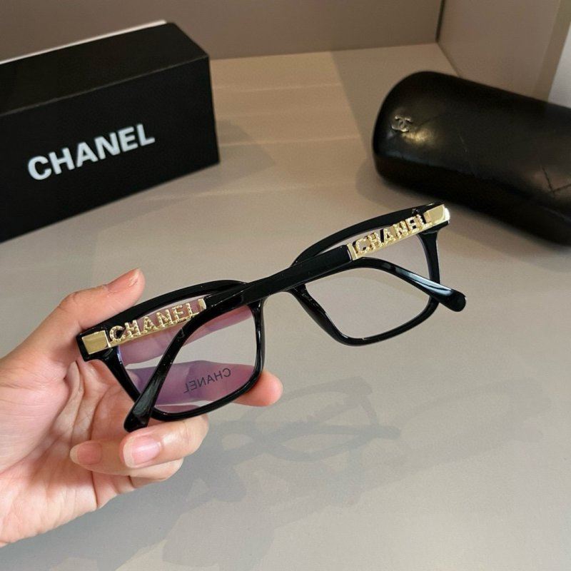 Chanel Black Oversized Frame Sunglasses with Gold Temple Detail view