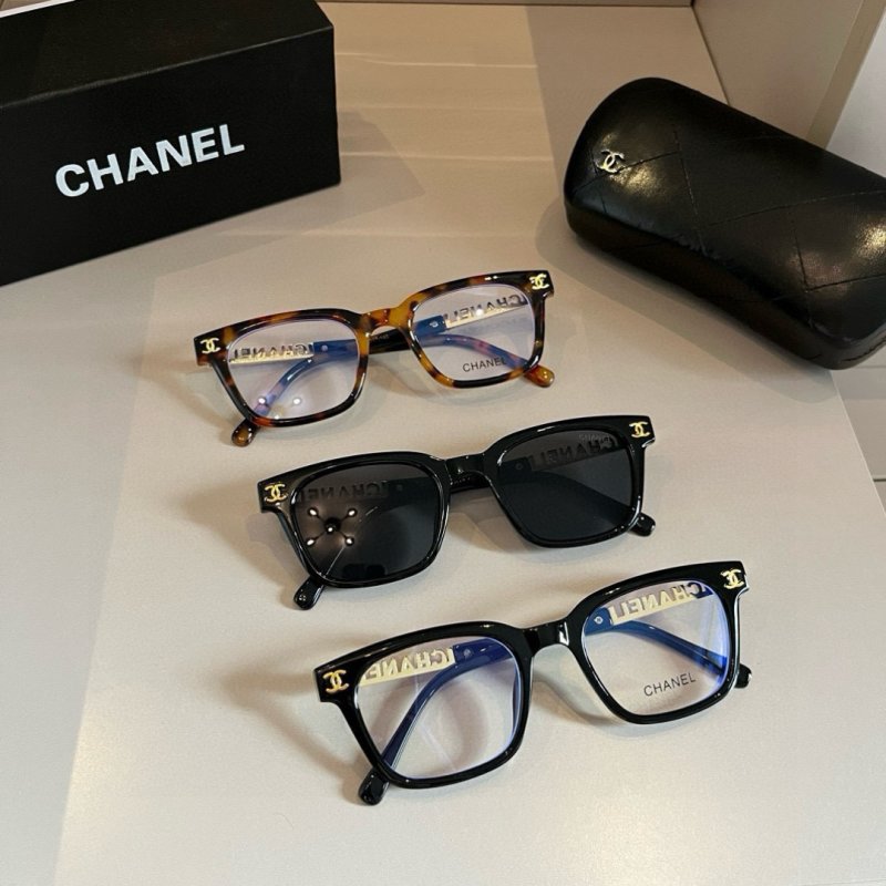 Chanel Black Oversized Frame Sunglasses with Gold Temple Detail view
