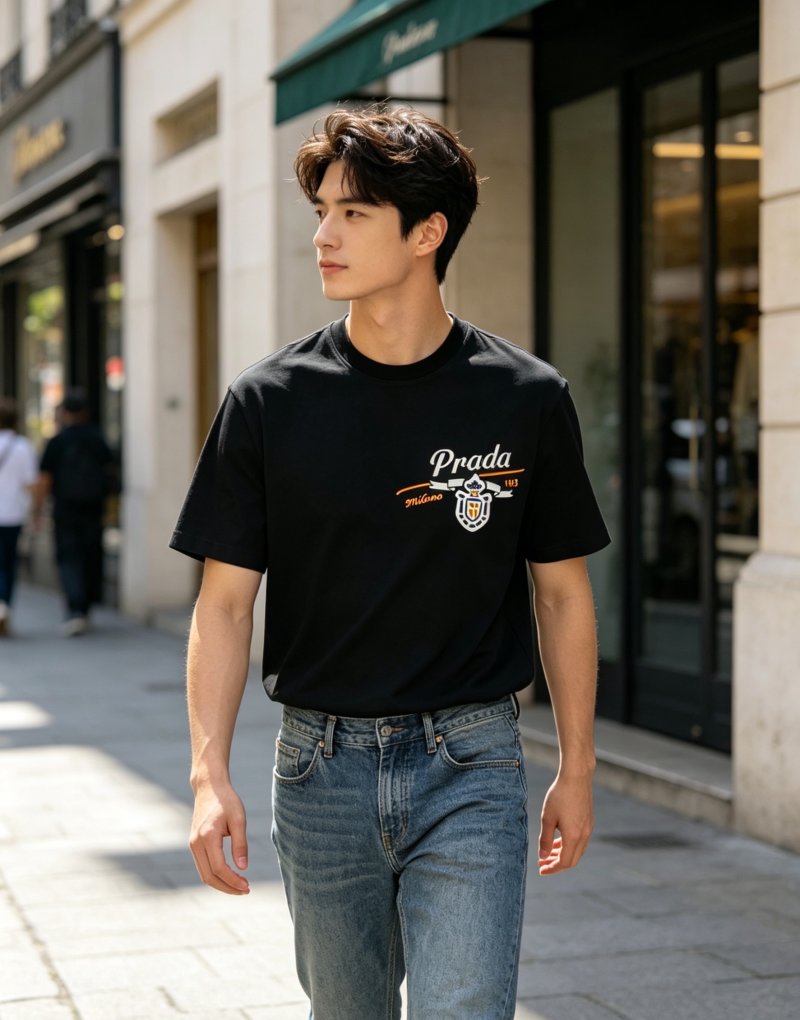 Prada Black Logo Short Sleeve T-Shirt view