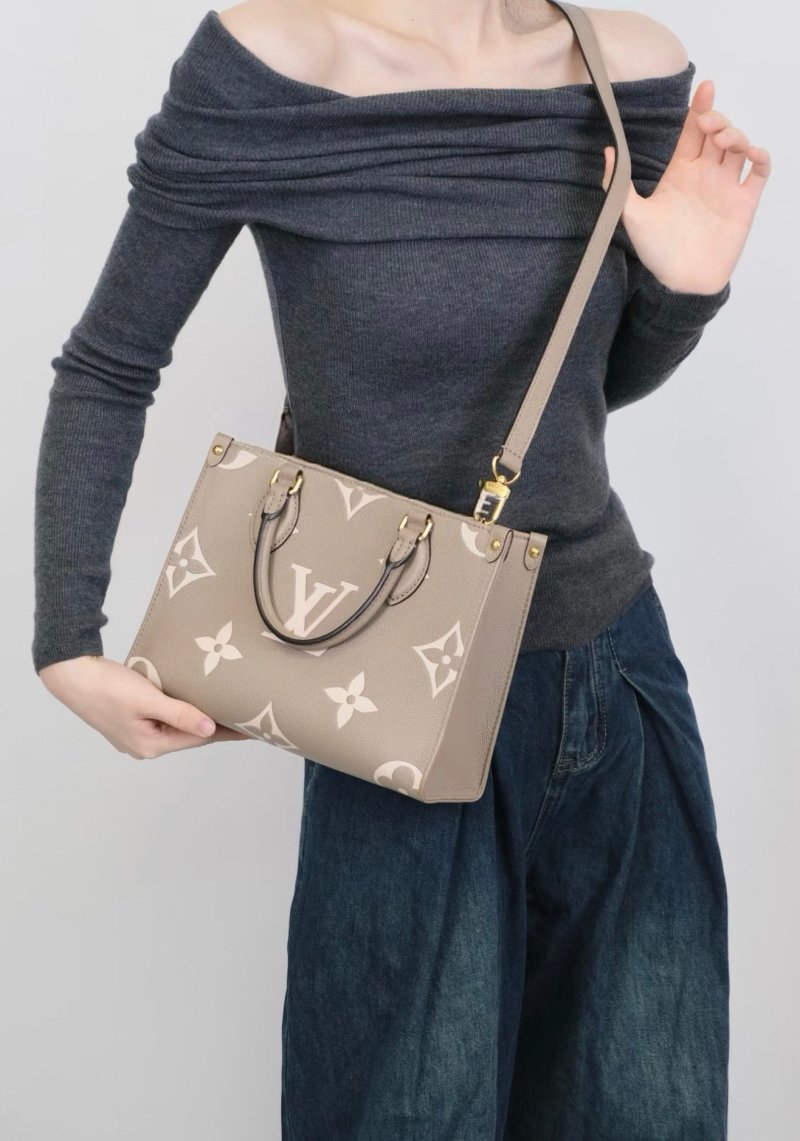 Louis Vuitton OnTheGo Monogram Empreinte Tote Bag Beige