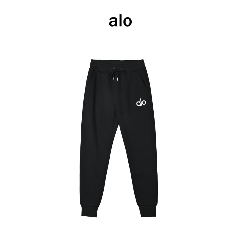 Alo Black Jogger Pants with Embroidered Logo view