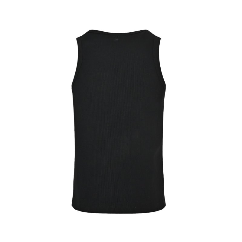 Essentials Black Ribbed Tank Top with Heart Logo view