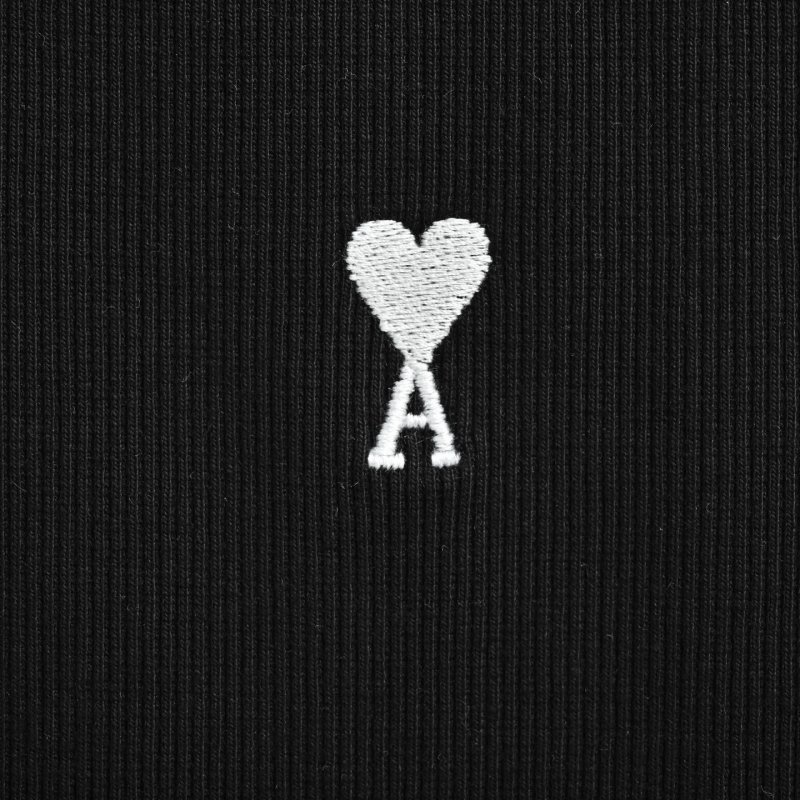 Essentials Black Ribbed Tank Top with Heart Logo view