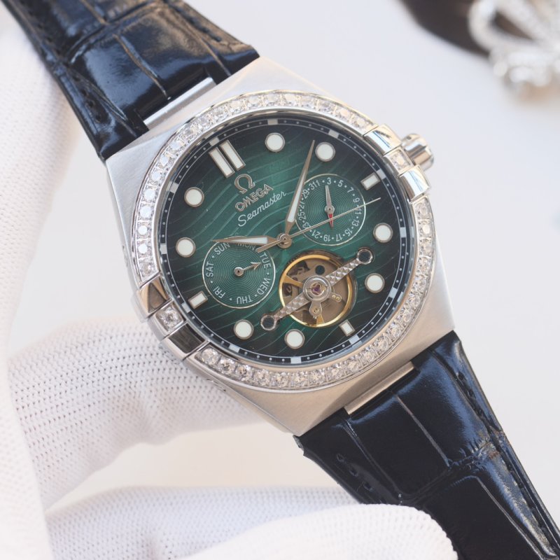 Omega Seamaster Green Dial Automatic Steel Watch