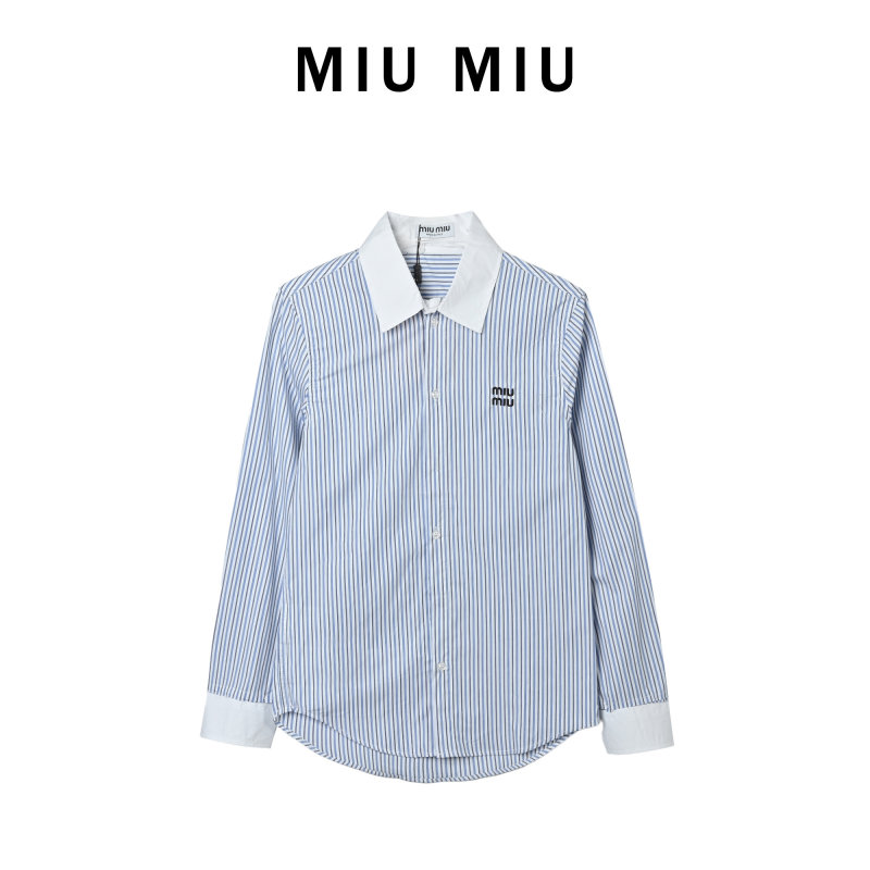 Light Blue Striped Long Sleeve Button-Up Shirt view