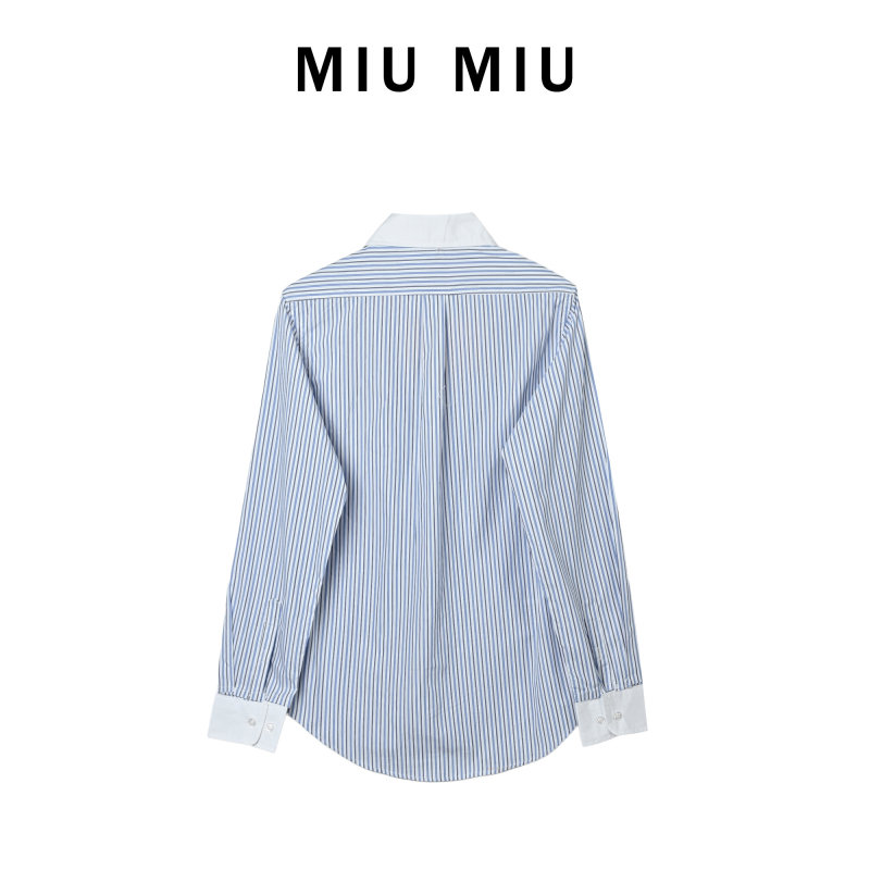Light Blue Striped Long Sleeve Button-Up Shirt view