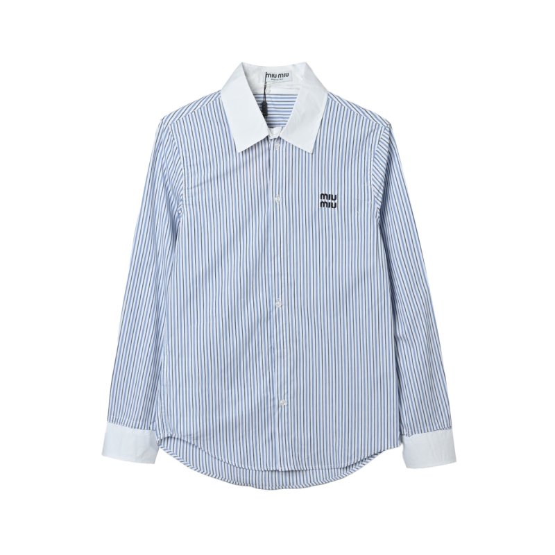 Light Blue Striped Long Sleeve Button-Up Shirt view