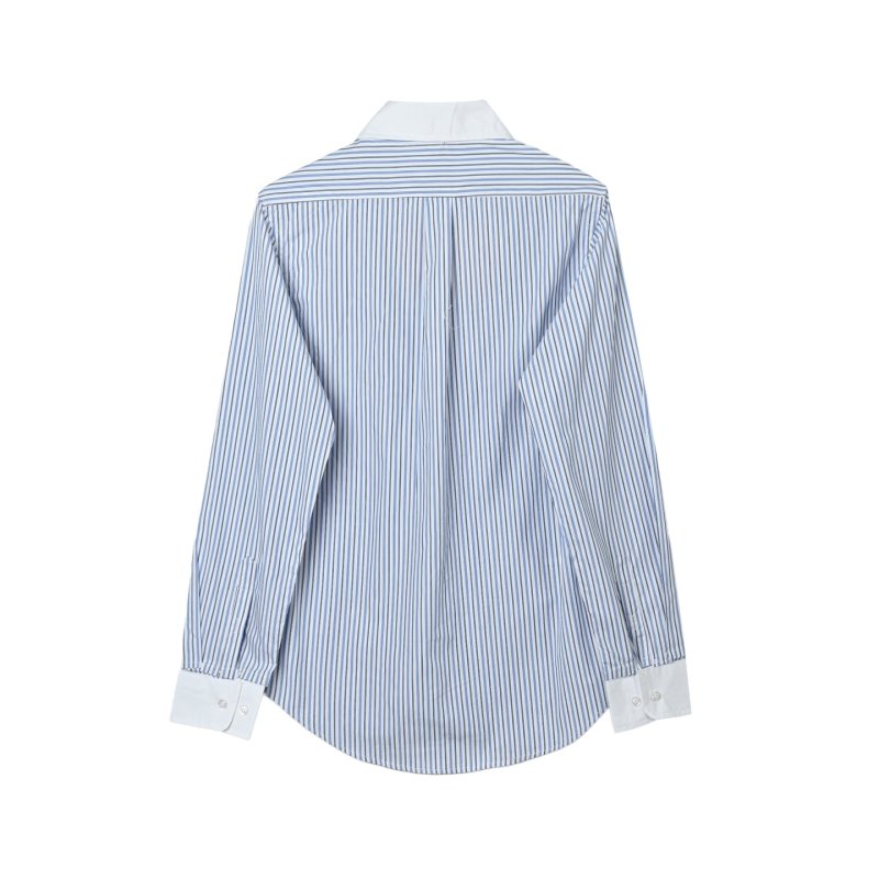 Light Blue Striped Long Sleeve Button-Up Shirt view