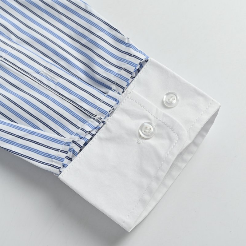 Light Blue Striped Long Sleeve Button-Up Shirt view