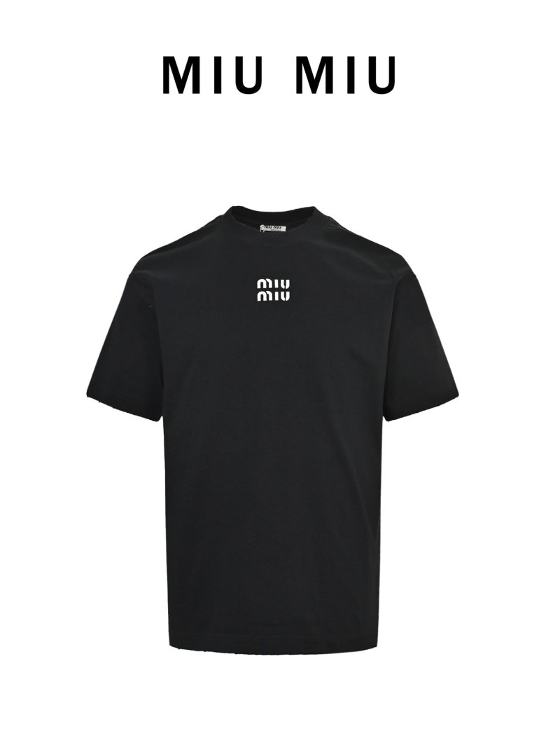 Miu Miu Logo Black Short Sleeve T-Shirt view