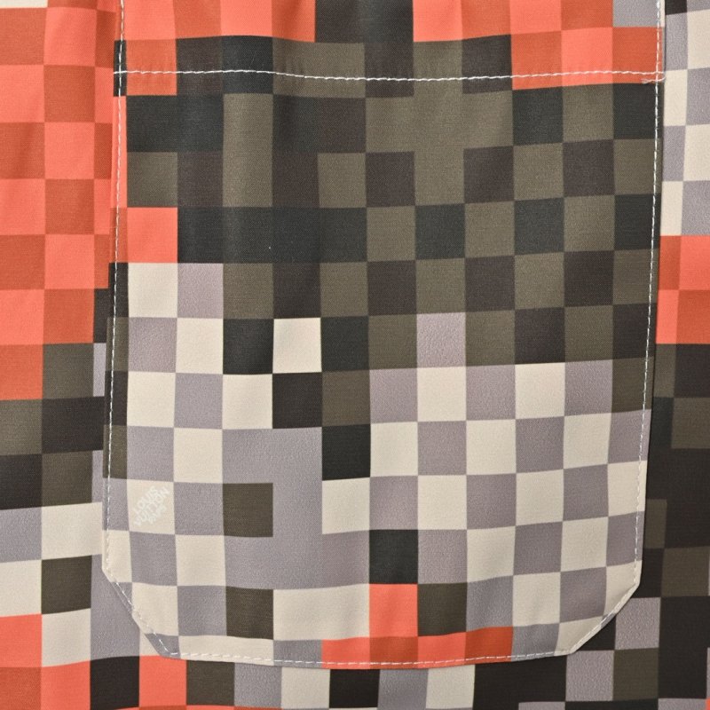 Checkered Orange & Black Pixelated Board Shorts view