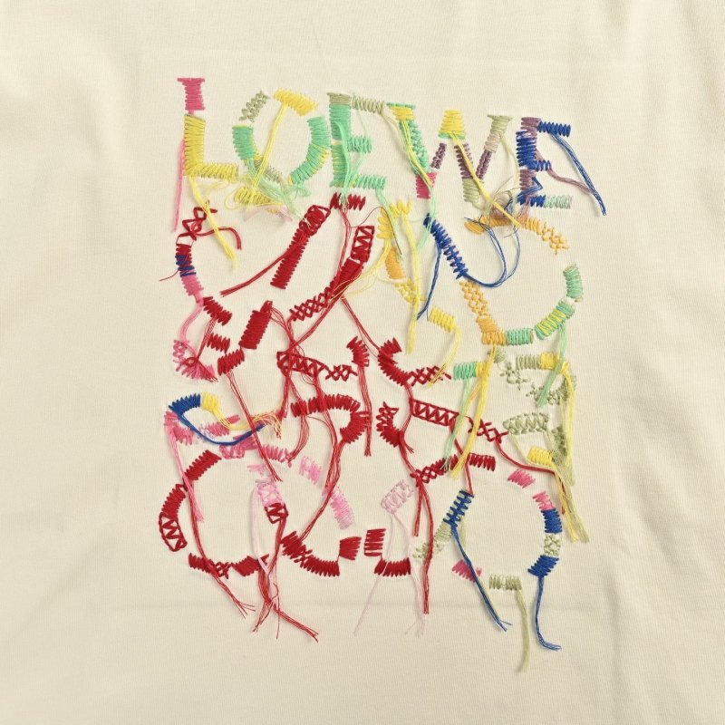 Loewe Love Rope Embroidered Cream T-Shirt view
