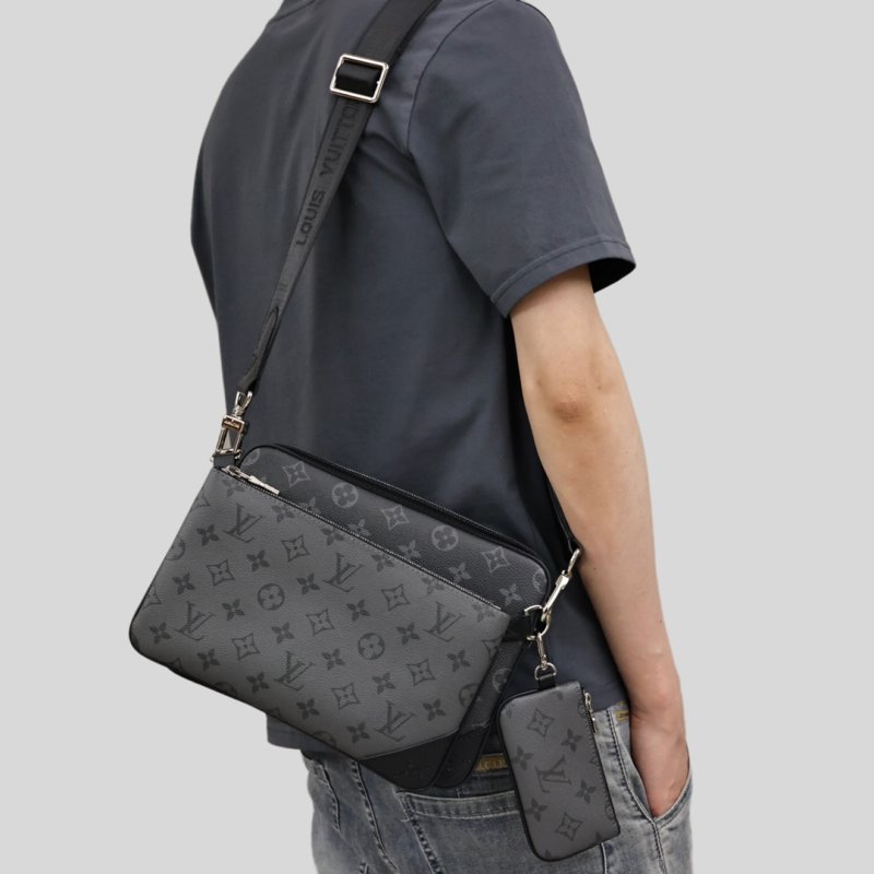 Coach Signature Monogram Charcoal Leather Backpack view