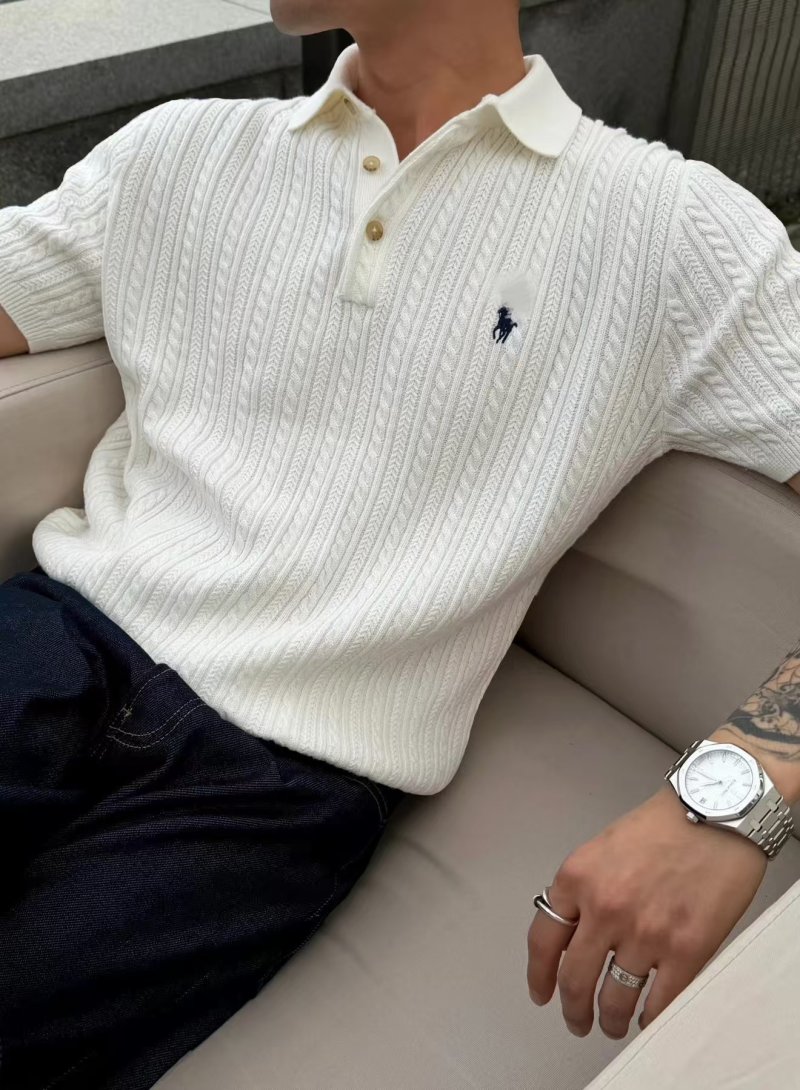 Polo Ralph Lauren Cable Knit Cream Polo Shirt