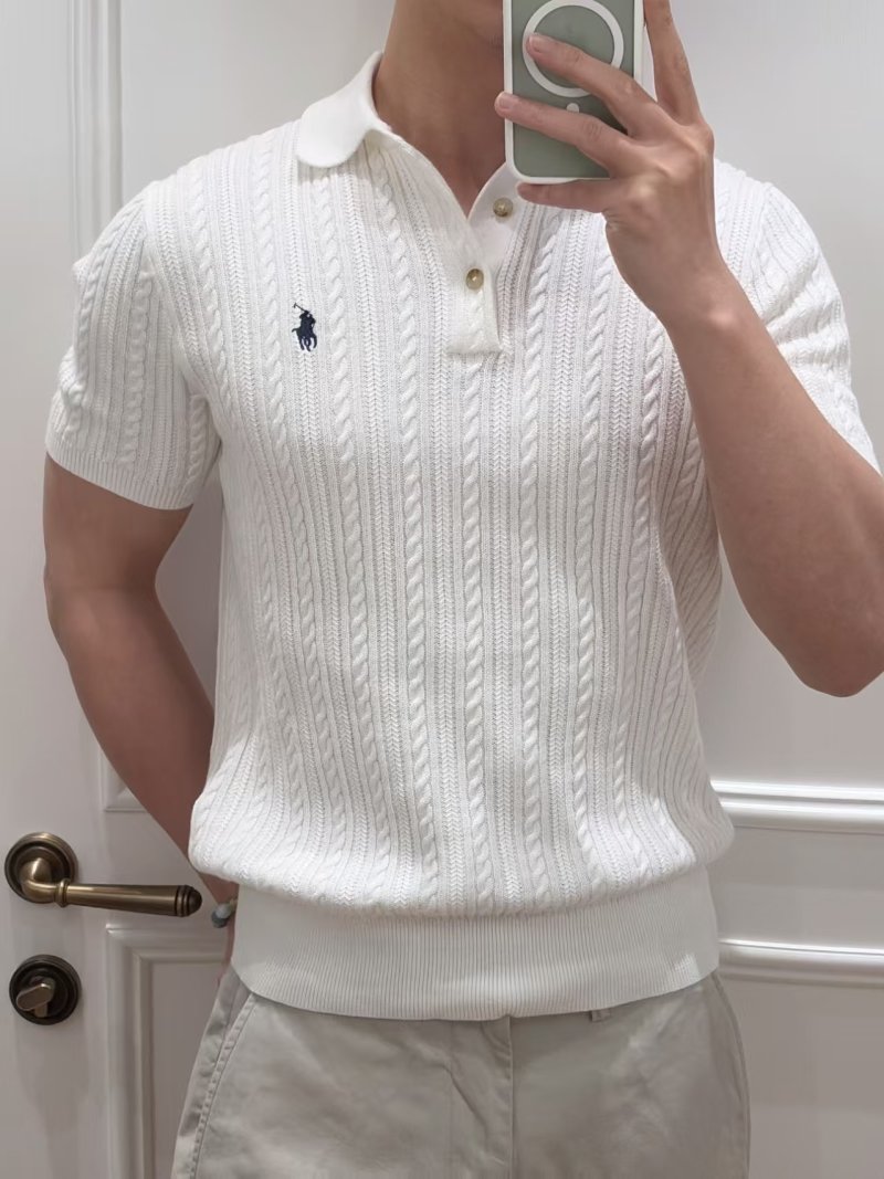 Polo Ralph Lauren Cable Knit Cream Polo Shirt view