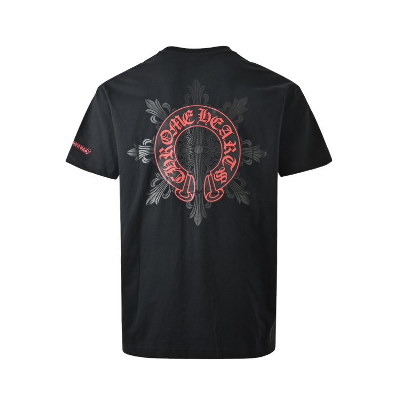Chrome Hearts Black T-Shirt with Red Horseshoe Logo view