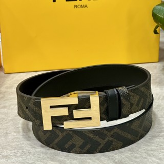 Fendi FF Logo Black Canvas Leather Belt 3.0cm view 5