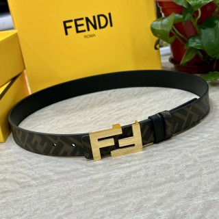 Fendi FF Logo Black Canvas Leather Belt 3.0cm view 6