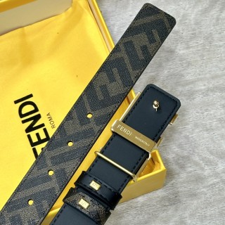 Fendi FF Logo Black Canvas Leather Belt 3.0cm view 8