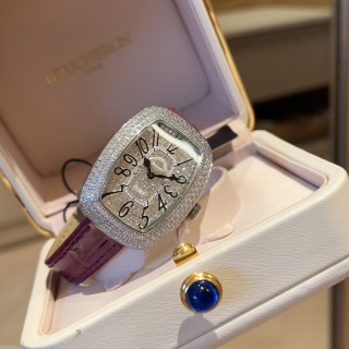 Franck Muller Tonneau Diamond Crystal Pink Leather Watch view 3