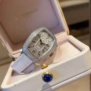 Franck Muller Tonneau Diamond Crystal Pink Leather Watch view 4