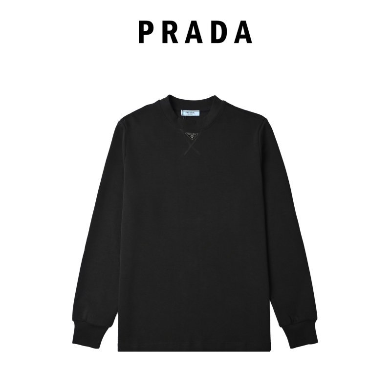 Prada Black Long Sleeve Triangle Logo T-Shirt view