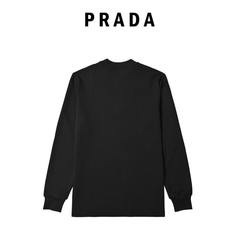 Prada Black Long Sleeve Triangle Logo T-Shirt view