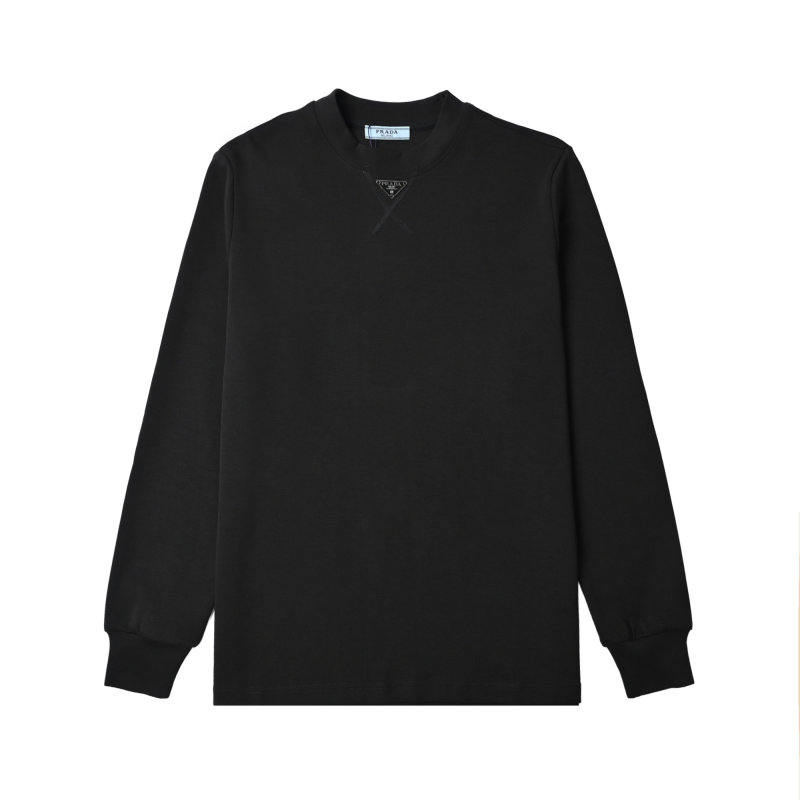Prada Black Long Sleeve Triangle Logo T-Shirt view