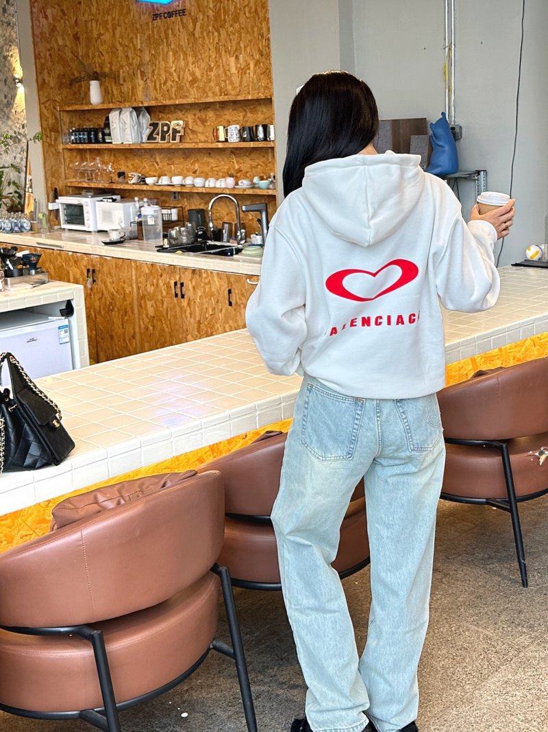 Balenciaga Heart Logo White Hoodie view