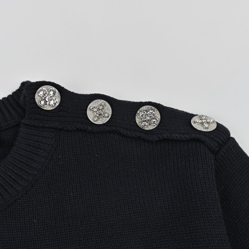 Louis Vuitton Shell Badge Embroidered Crewneck Sweater Black view