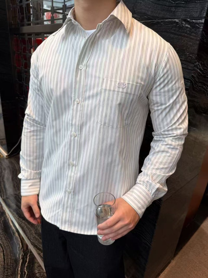 Dior Striped Button-Up Shirt White Blue