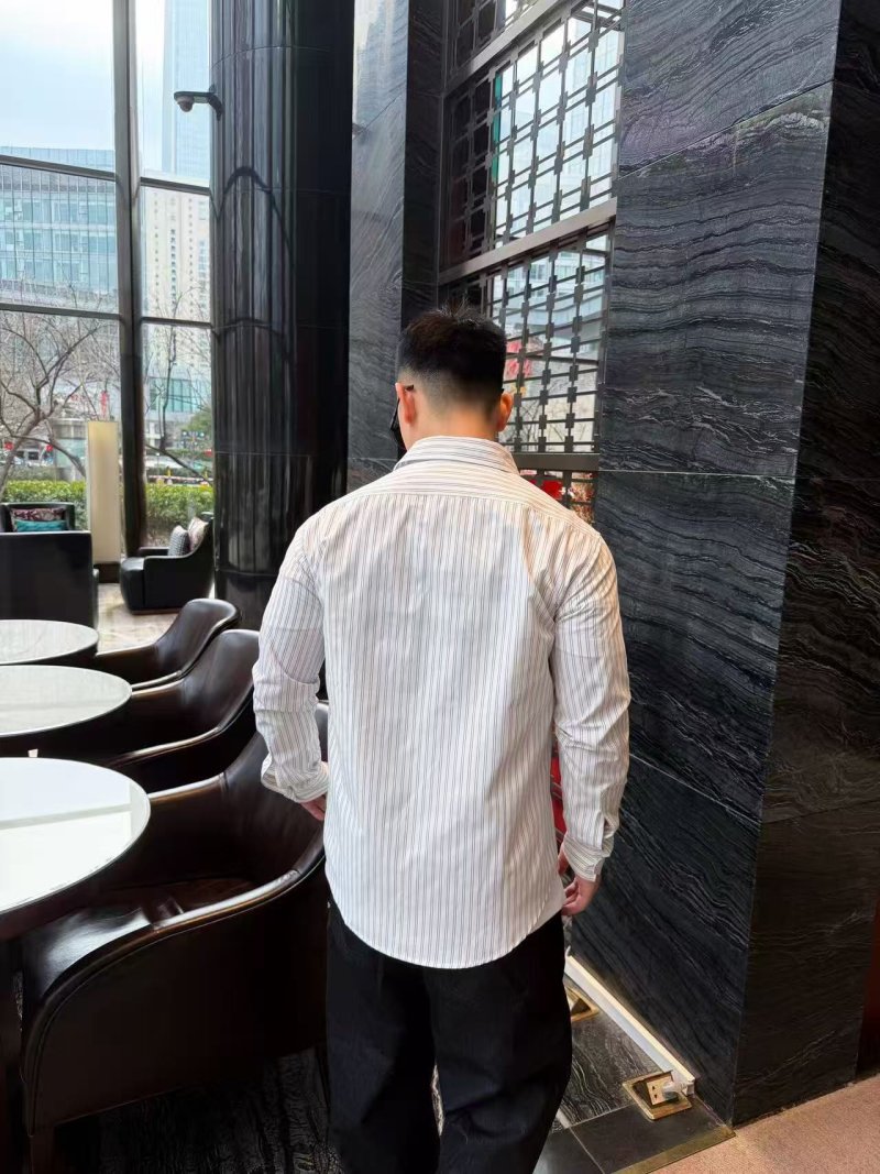 Dior Striped Button-Up Shirt White Blue view