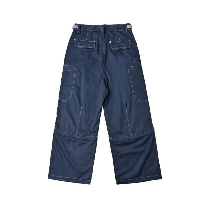 Navy Wide-Leg Cargo Pants view