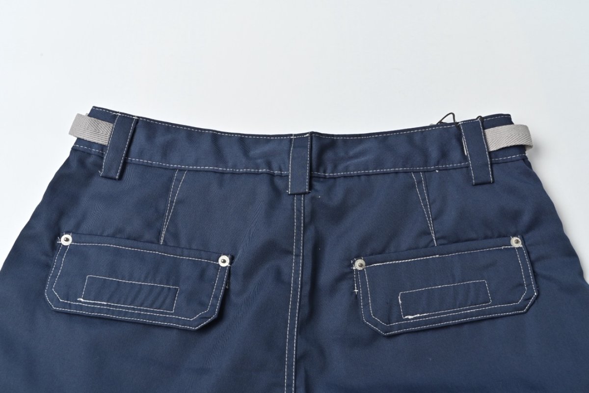 Navy Wide-Leg Cargo Pants view
