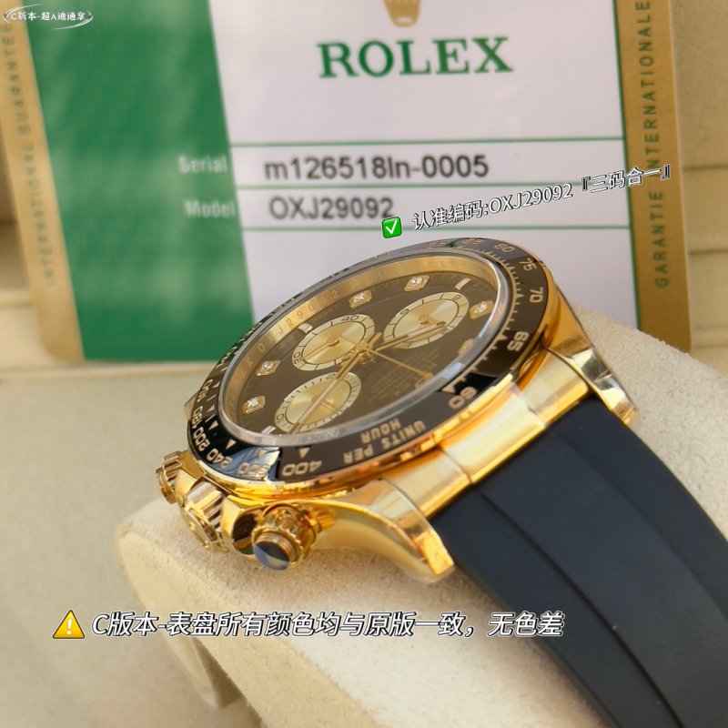 Rolex Daytona Gold Black Dial Chronograph Watch view