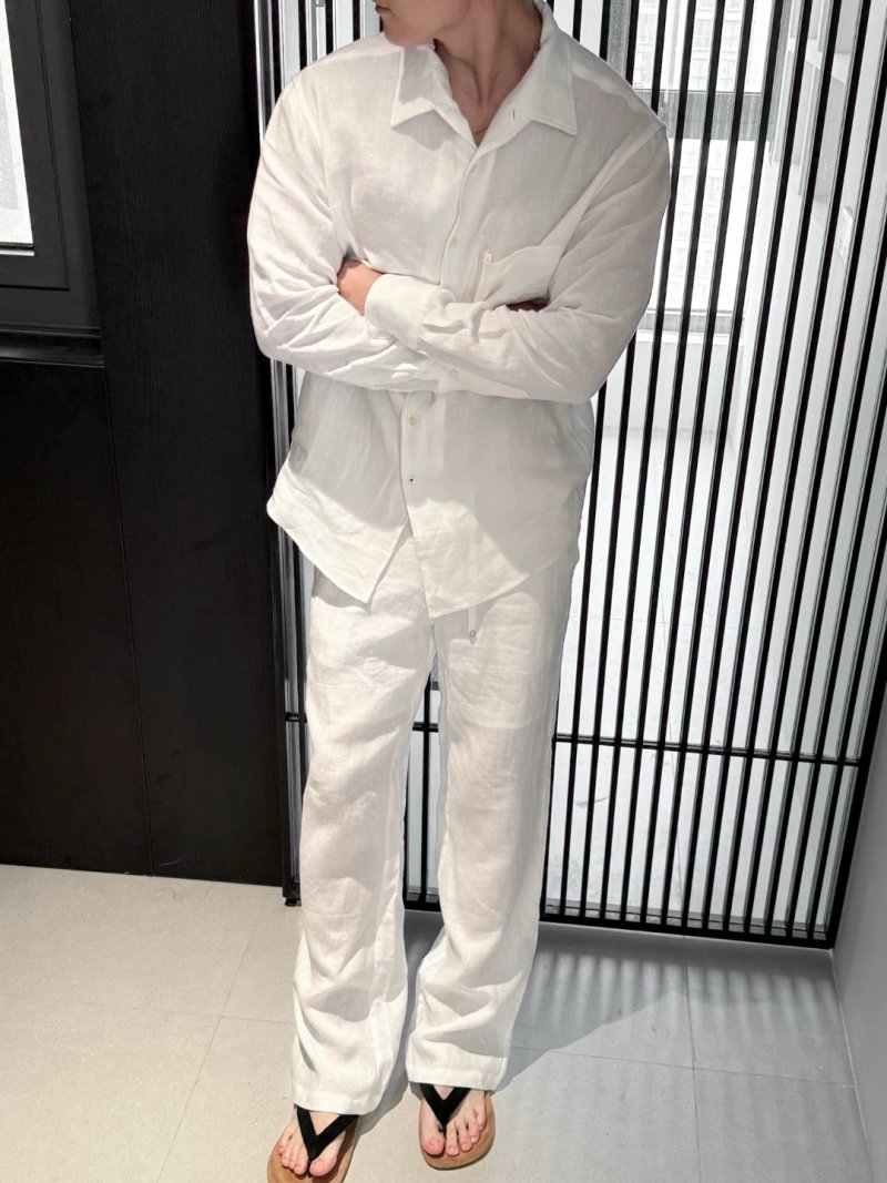 Essentials White Relaxed Fit Linen Trousers view