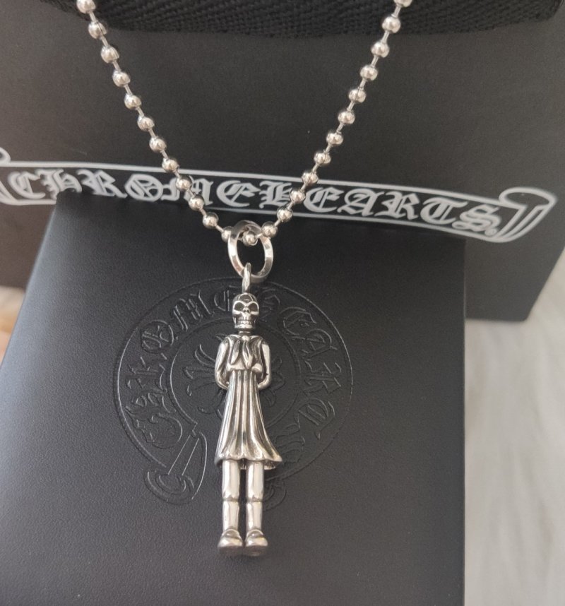 Chrome Hearts Demon Angel Pendant Silver Chain Necklace