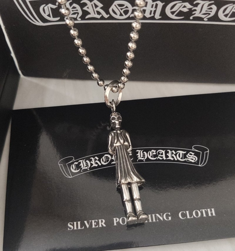 Chrome Hearts Demon Angel Pendant Silver Chain Necklace view