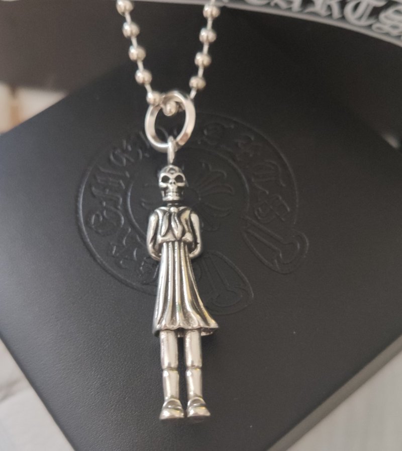 Chrome Hearts Demon Angel Pendant Silver Chain Necklace view