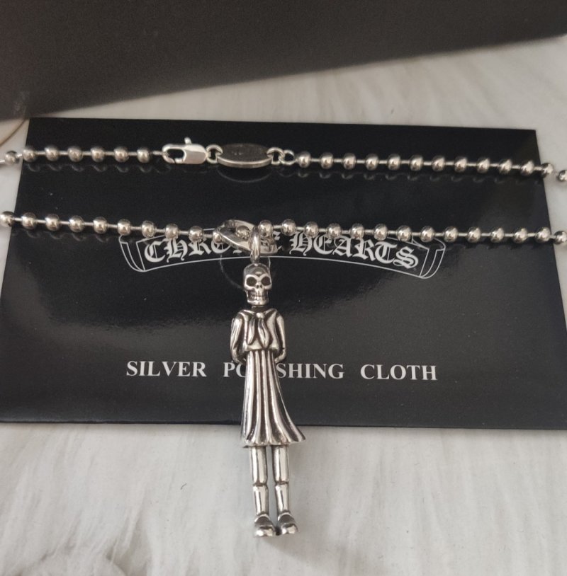 Chrome Hearts Demon Angel Pendant Silver Chain Necklace view
