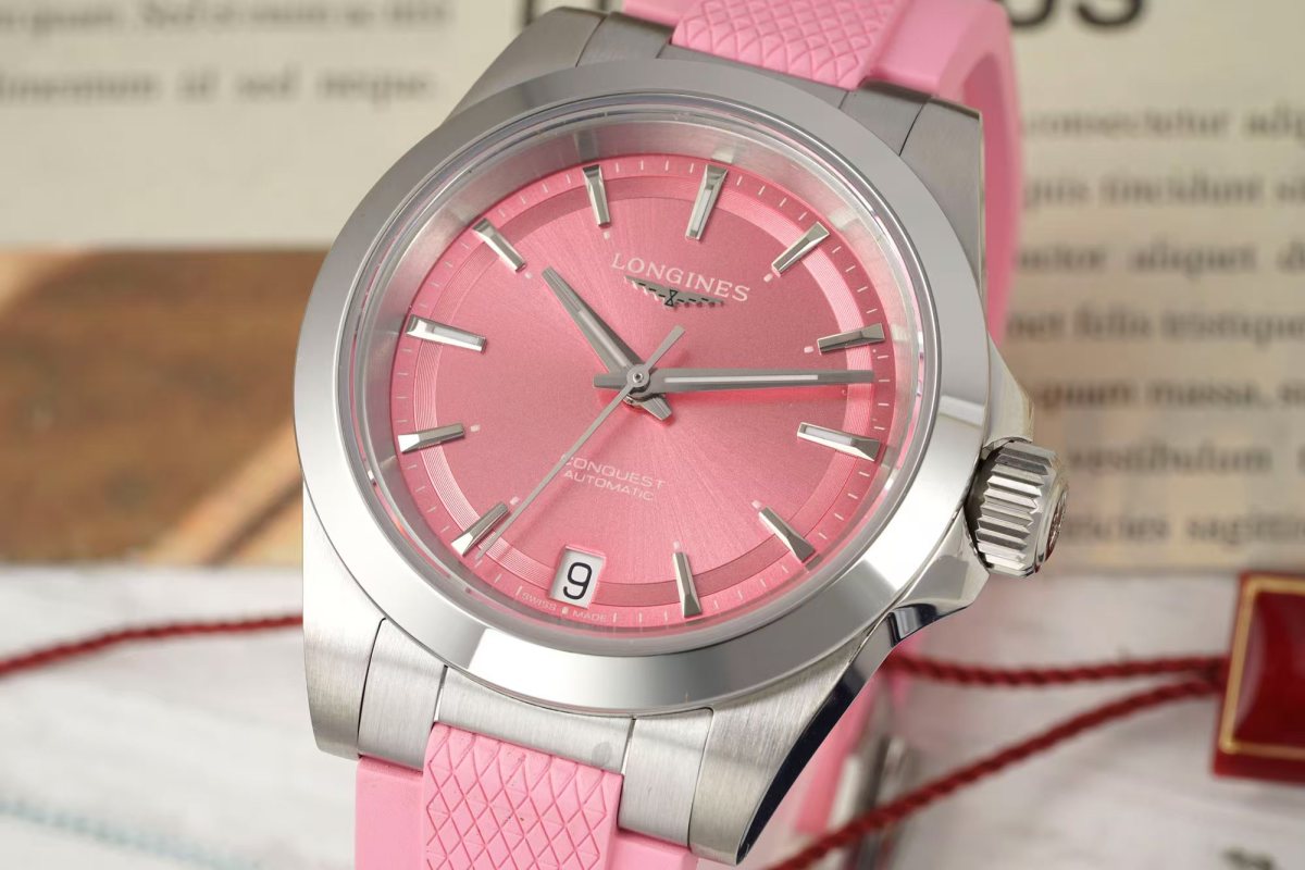 Longines Conquest 34mm Pink Dial Automatic Watch