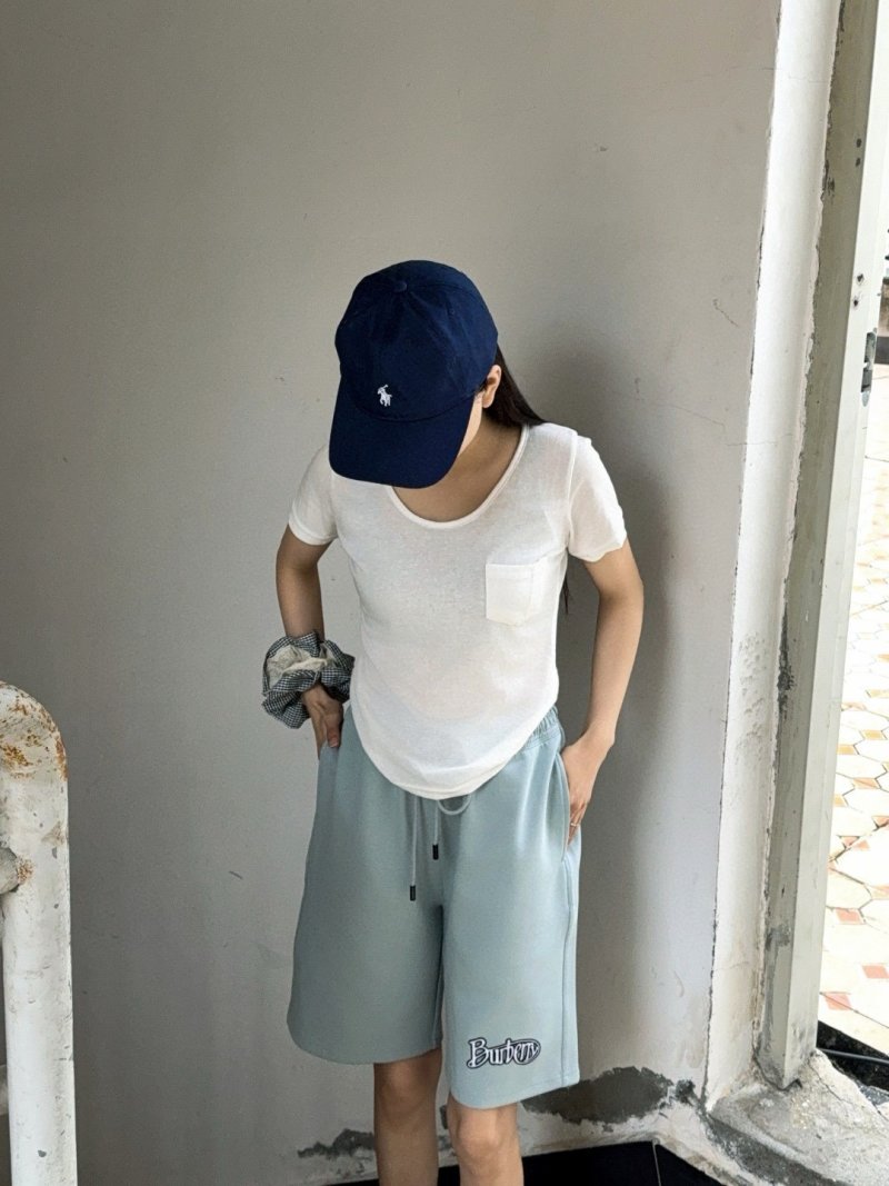 Light Blue Drawstring Shorts view