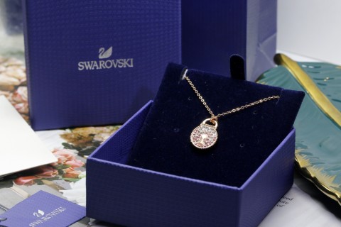 Swarovski Lock Love Gold Crystal Pendant Necklace view 2