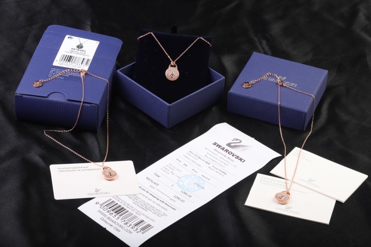 Swarovski Lock Love Gold Crystal Pendant Necklace view