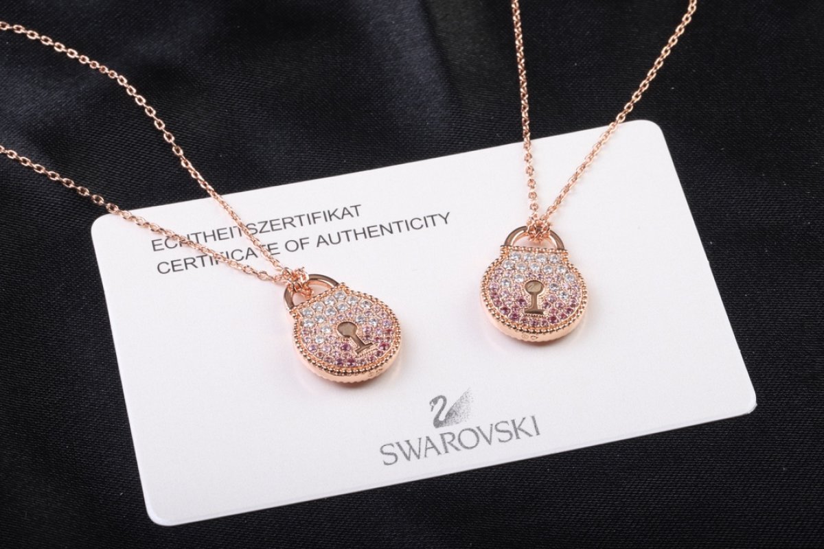 Swarovski Lock Love Gold Crystal Pendant Necklace view