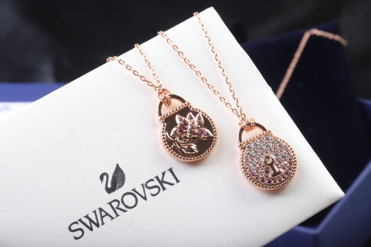Swarovski Lock Love Gold Crystal Pendant Necklace view