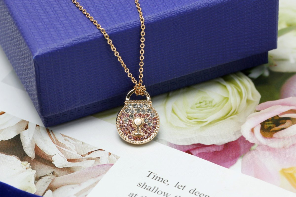 Swarovski Lock Love Gold Crystal Pendant Necklace view