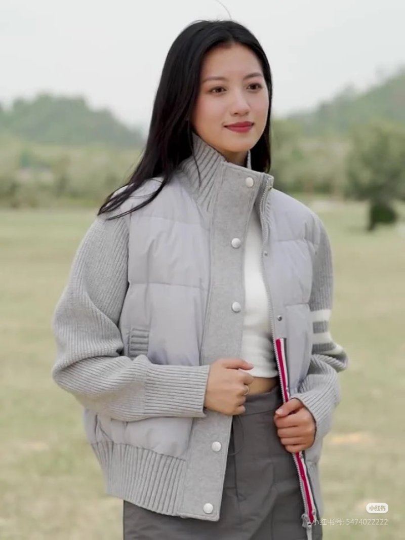 Moncler Black Mixed Media Down Jacket view